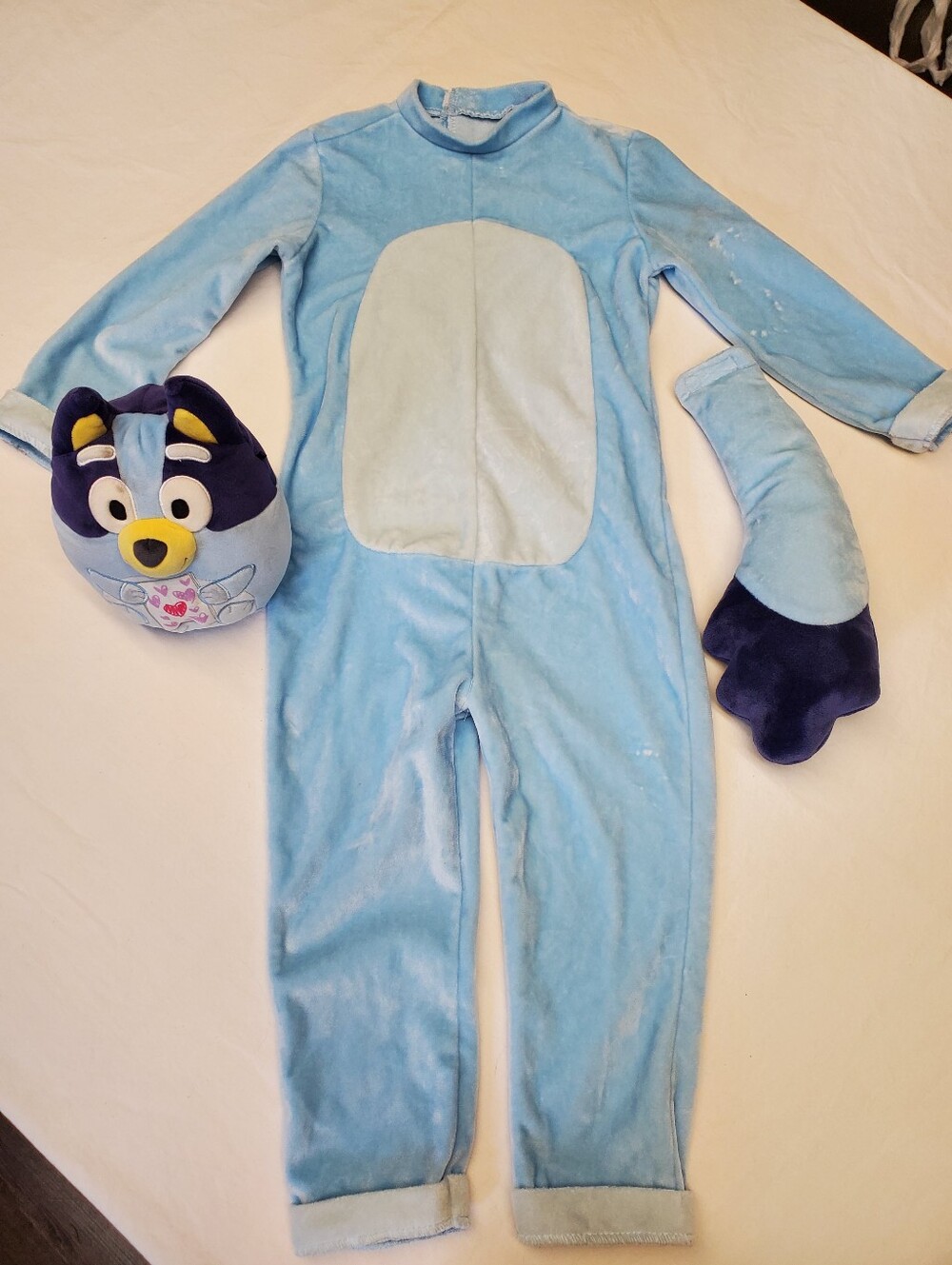 Bluey Dog Deluxe Costume 3-4T Toddler Jumpsuit With A Tail And A Plushie